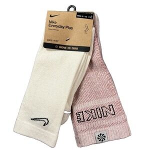 New 2pack Men's Nike Everyday Plus Undyed Cushioned Crew Socks 12-15 White/Adobe